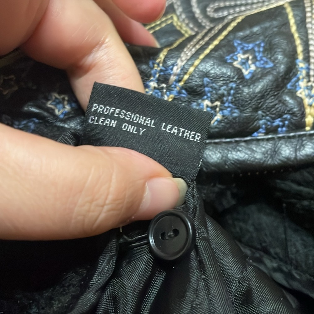 Vintage East Side Outerwear Embroidered Leather Bomber Jacket - Picture 12 of 14